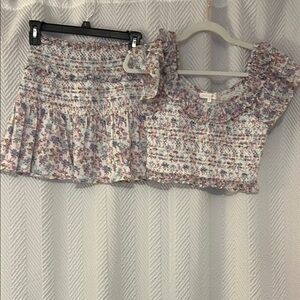 LoveShackFancy Multicolor Floral Skirt Set